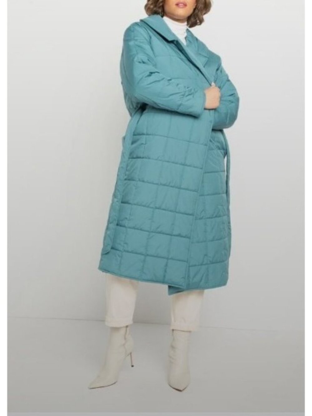Eloquii Long Quilted Puffer Tie Waist Coat Womens Plus Size 18/20